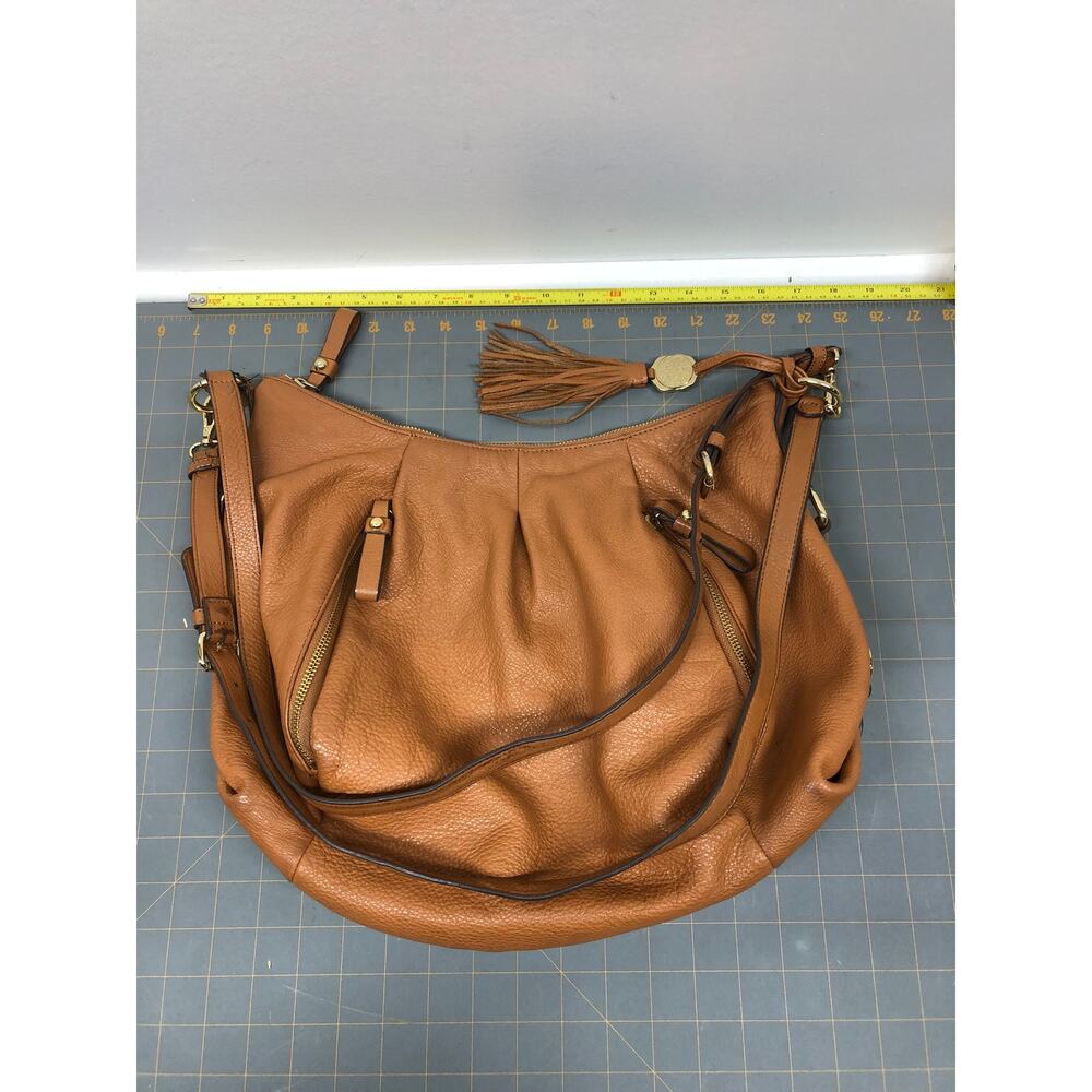 Vince Camuto Pebbled Leather Handbag Purse Shoulder Adjustable Strap Tassel